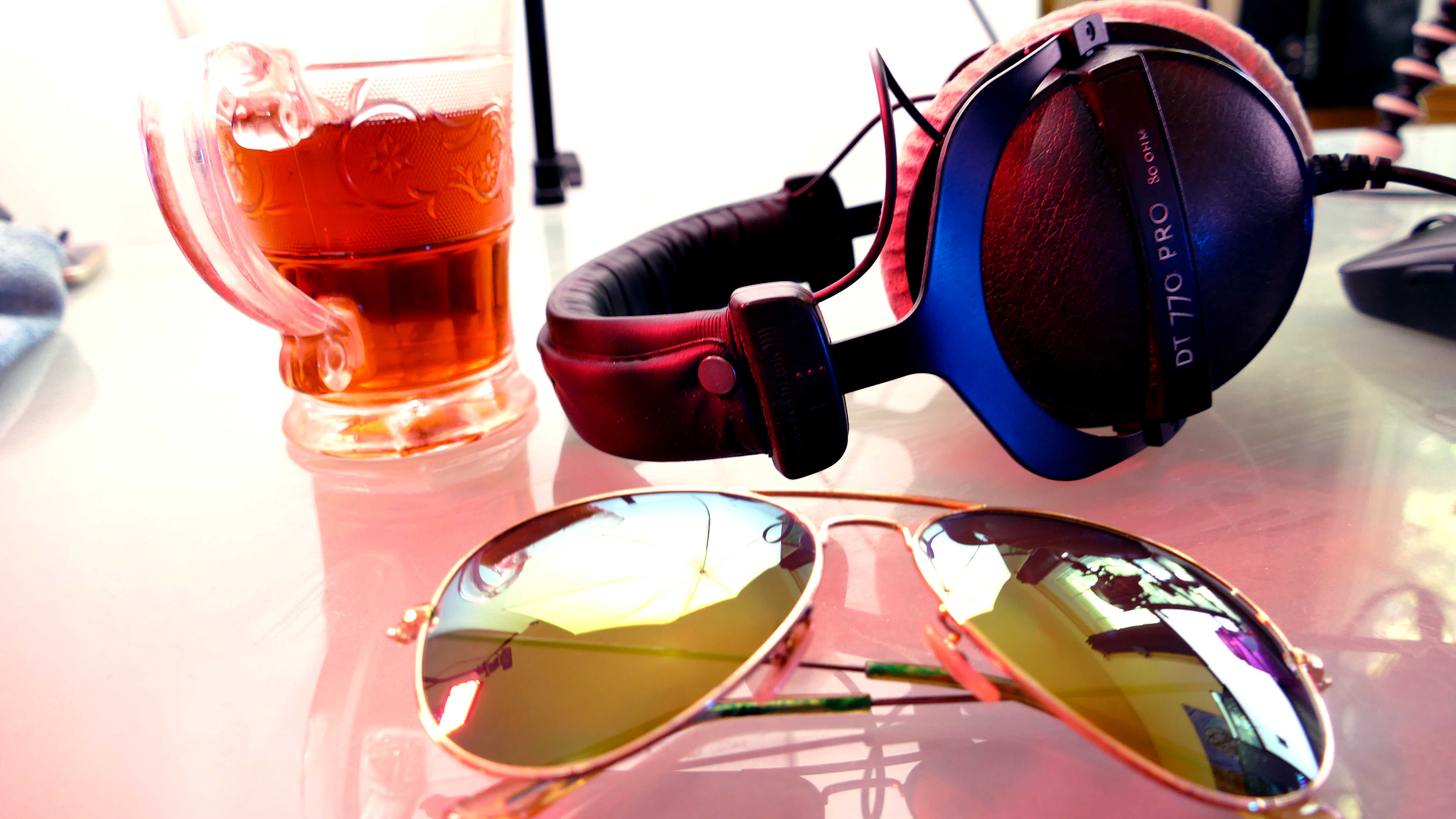 desk and assorted things